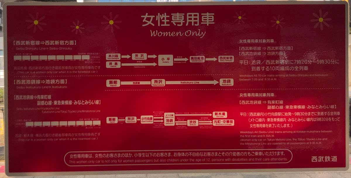 女性専用車両ステッカー（西武池袋線・新宿線）
